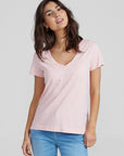 Mos Mosh Arden Organic V Neck SS Tee - Silver Pink