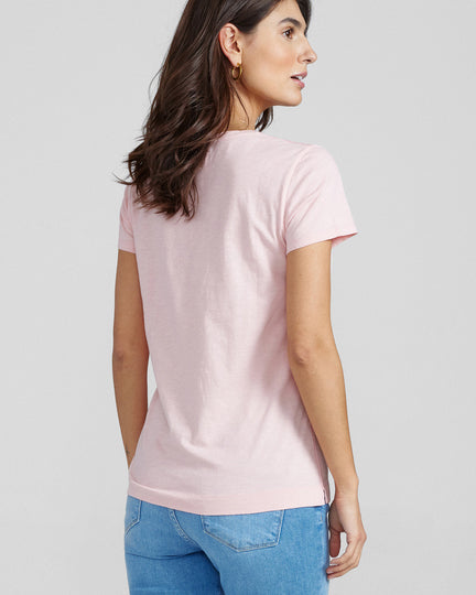 Mos Mosh Arden Organic V Neck SS Tee - Silver Pink