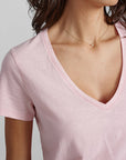 Mos Mosh Arden Organic V Neck SS Tee - Silver Pink