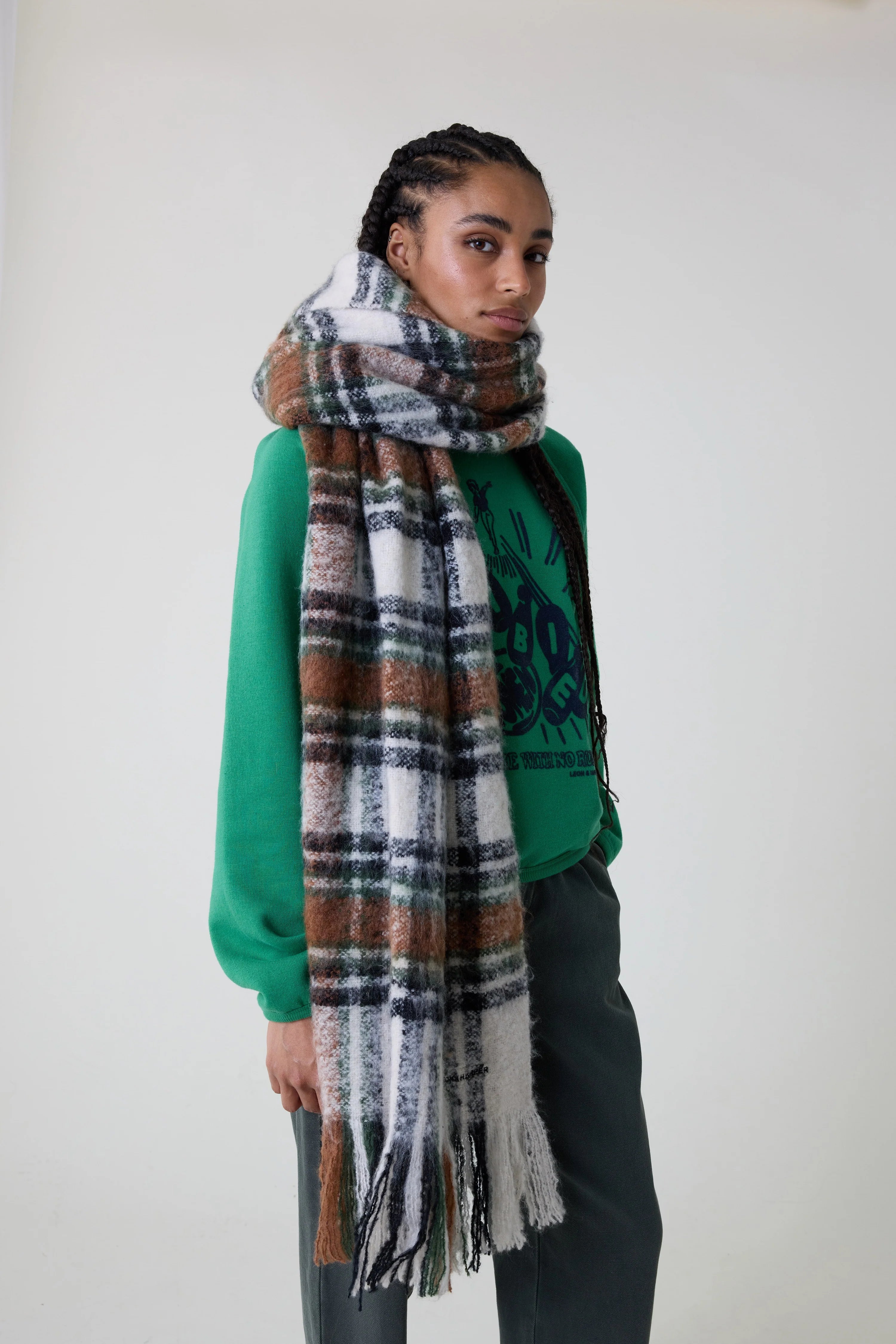 Leon & Harper Elton Scarf - Brown Check