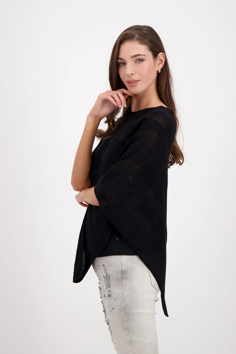 Monari Pullover Poncho Lurex M408075 - Black