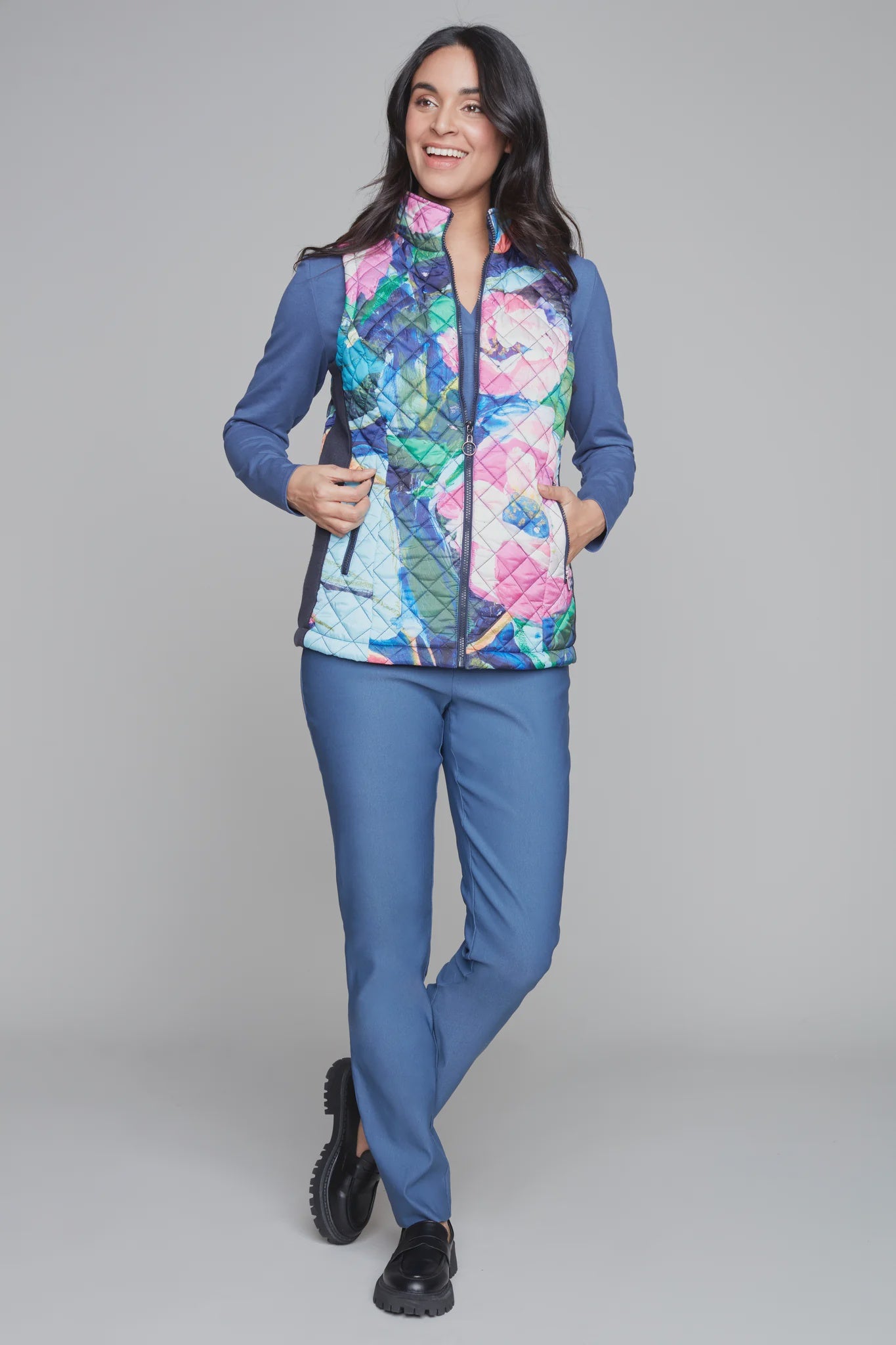 Claire Desjardins Vest in Pink Peonies