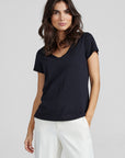 Mos Mosh Arden Organic V Neck Tee - Black