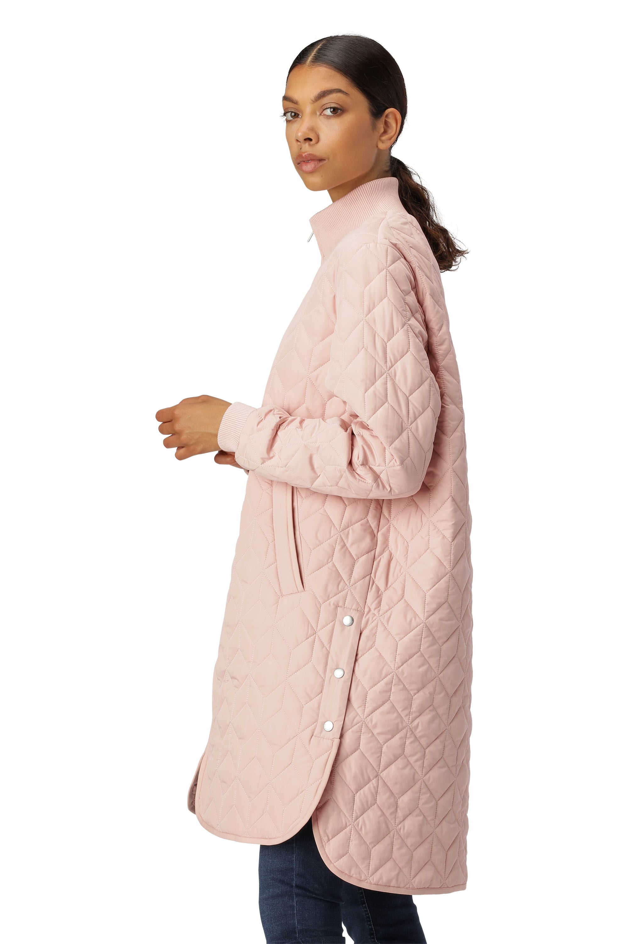 Ilse Jacobsen Knee Length Quilt Coat Art 06 - Pale Pink