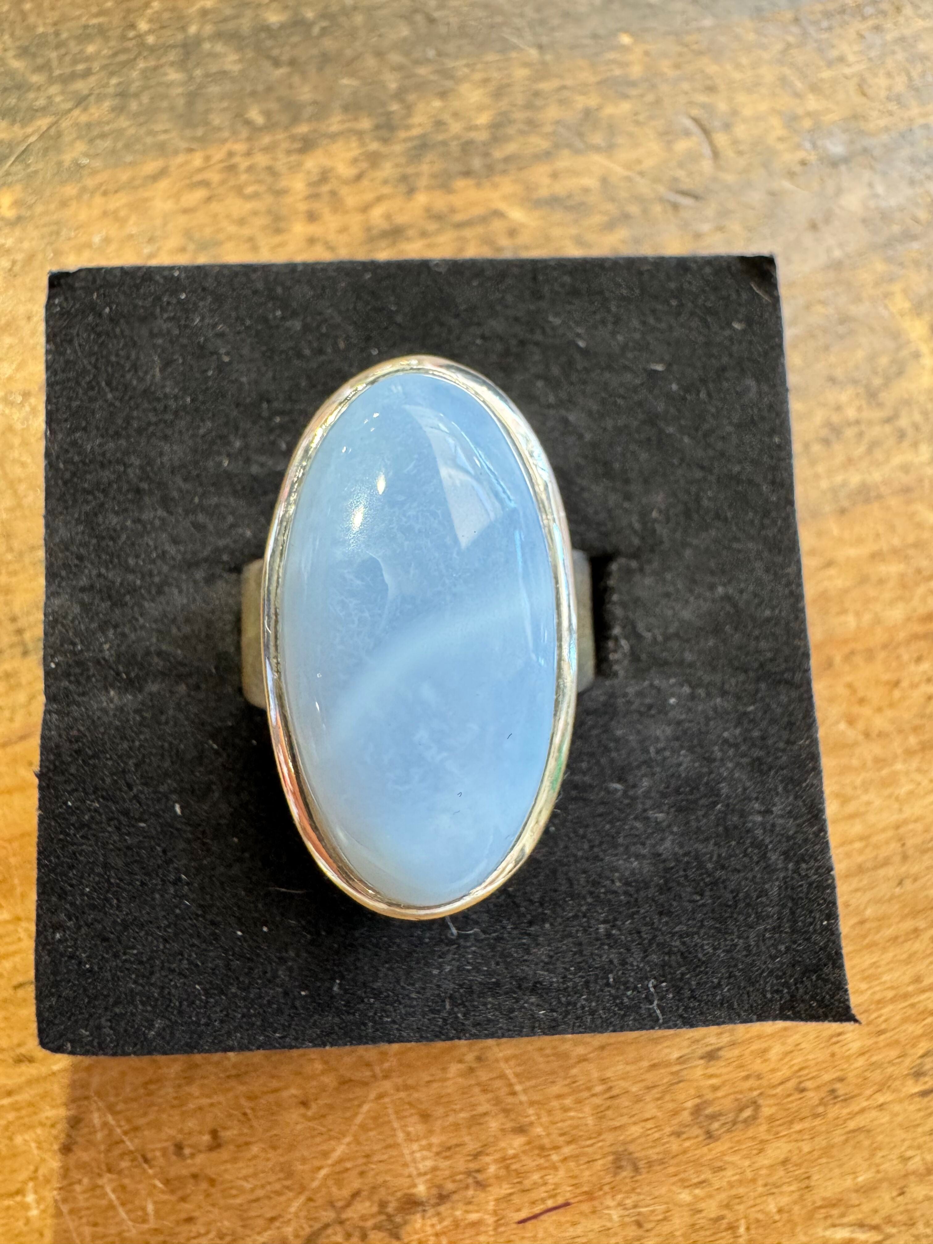 Blue Opal & 925 Sterling Silver - Sz 8
