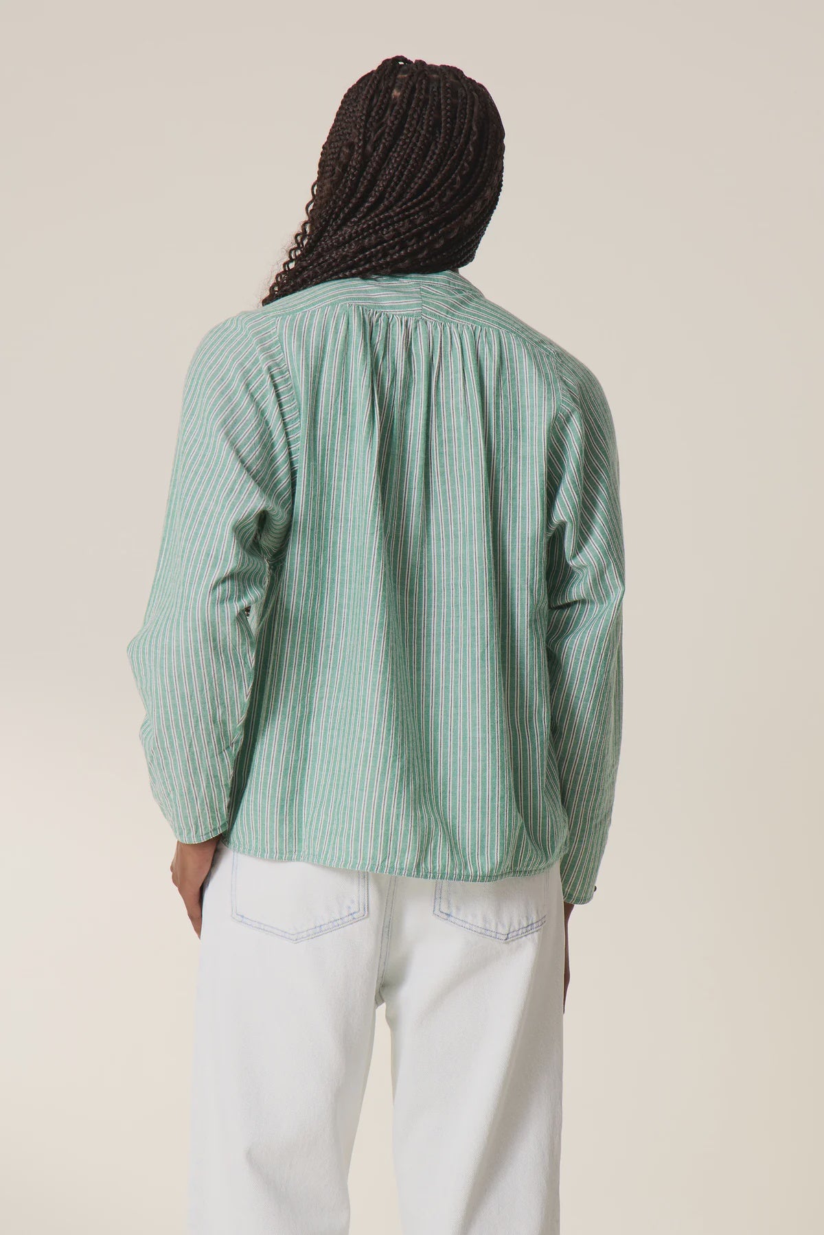 Leon & Harper Caith Stripe Organic Cotton Shirt, Green