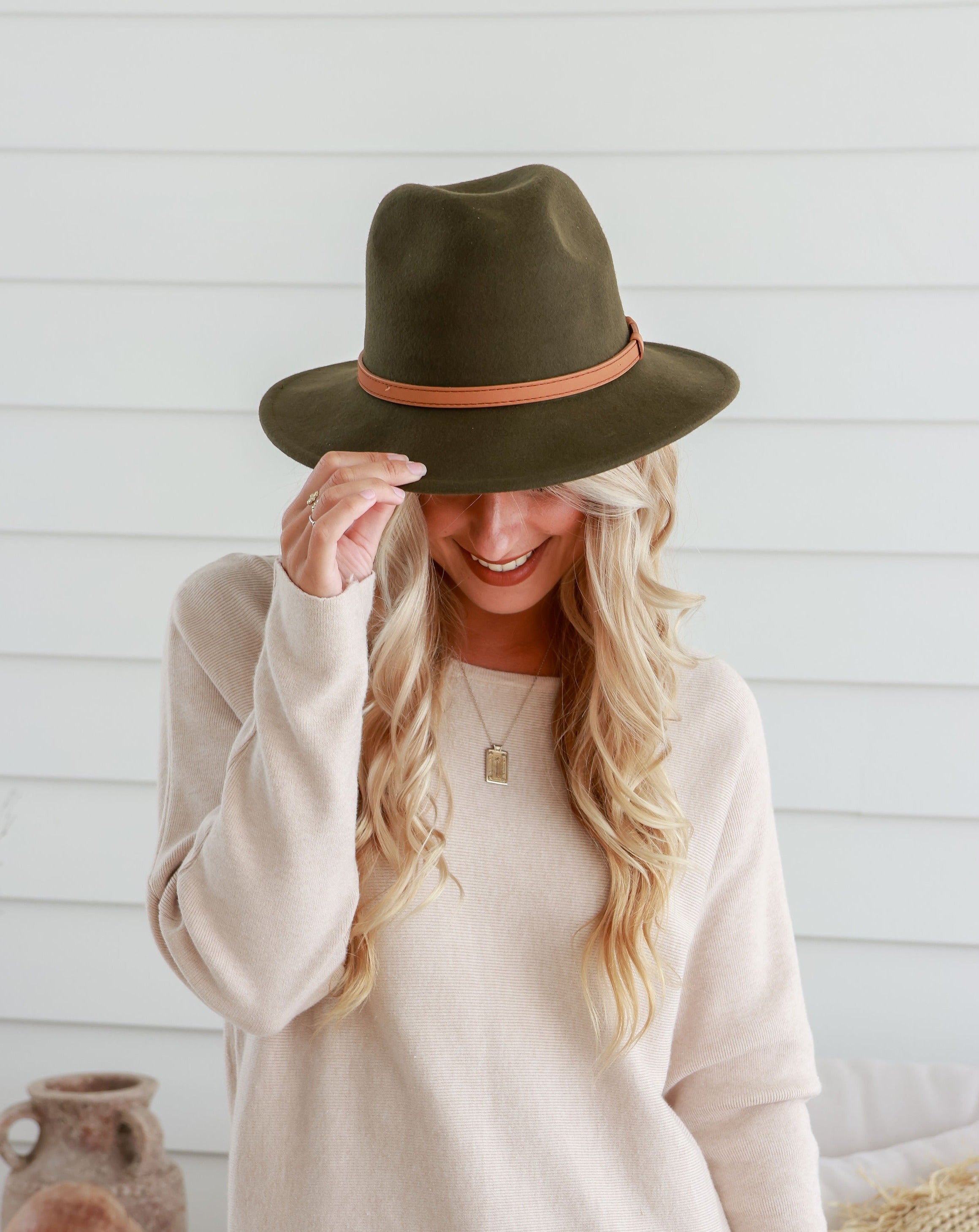 Free Spirit Panama Hat - Khaki / Brown Band