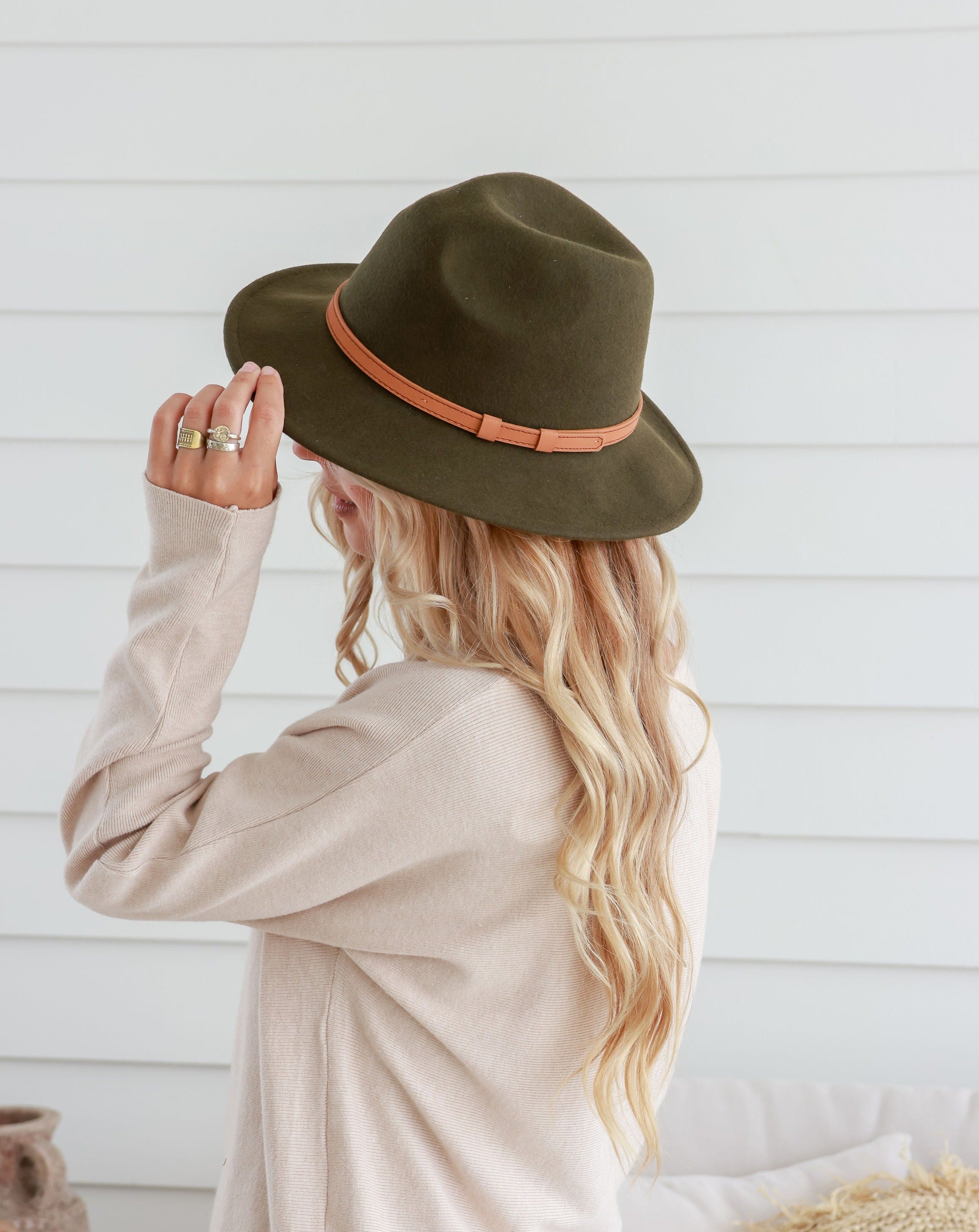 Free Spirit Panama Hat - Khaki / Brown Band