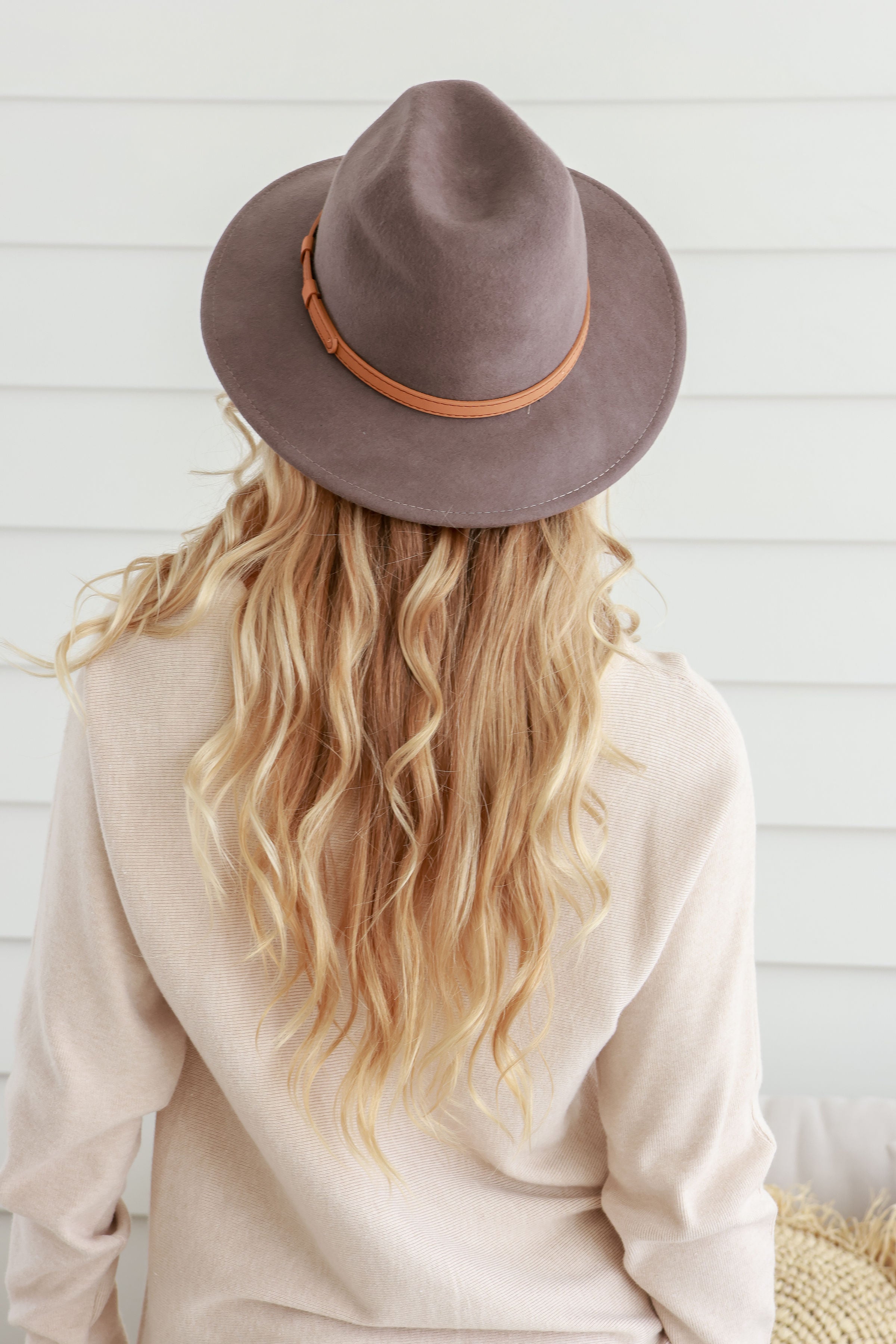 Free Spirit Panama Wool Hat Tan Band -Mushroom