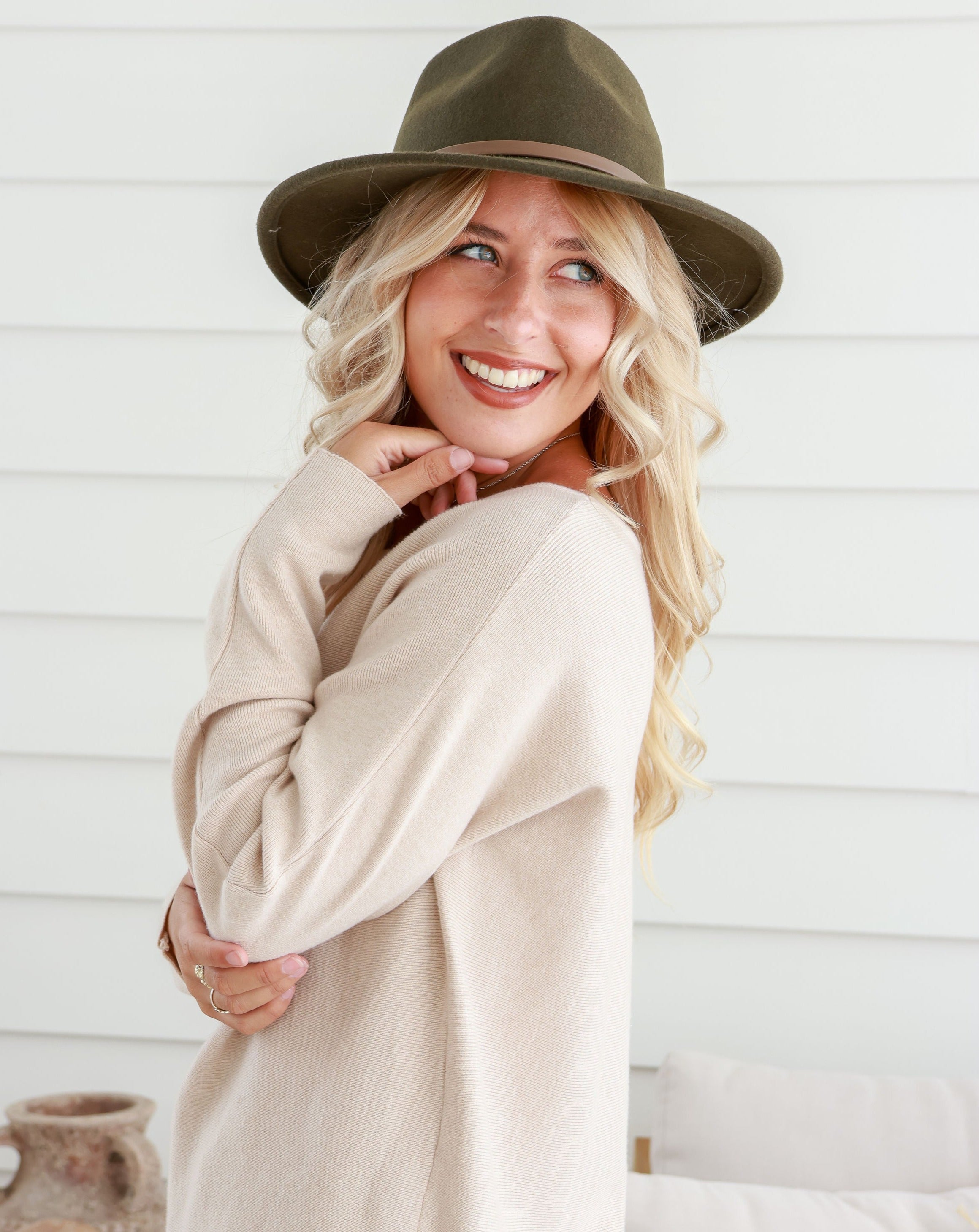 Free Spirit Panama Hat - Khaki / Brown Band