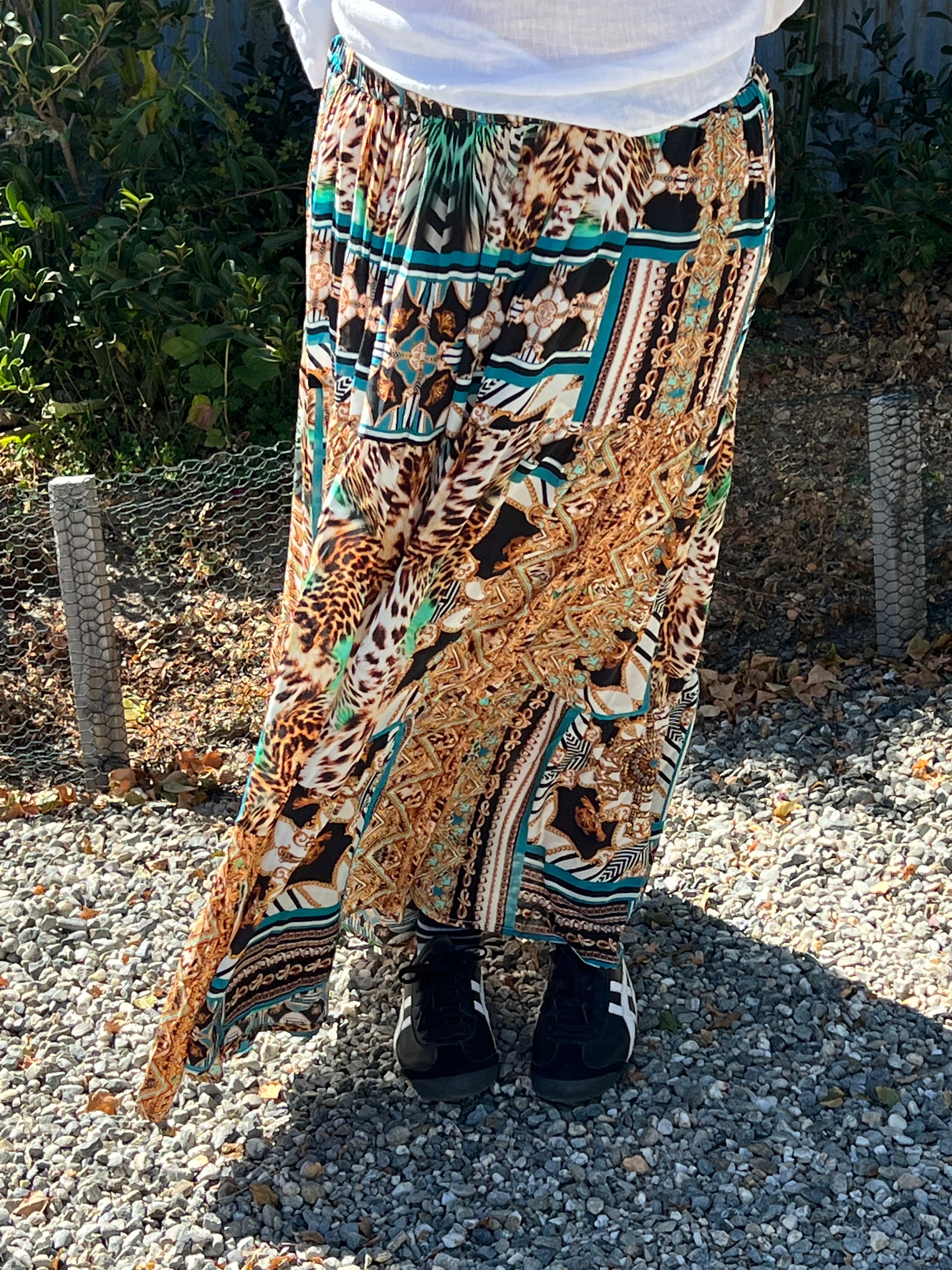 INOA Silk Long Tiered Maxi Skirt - Samsara