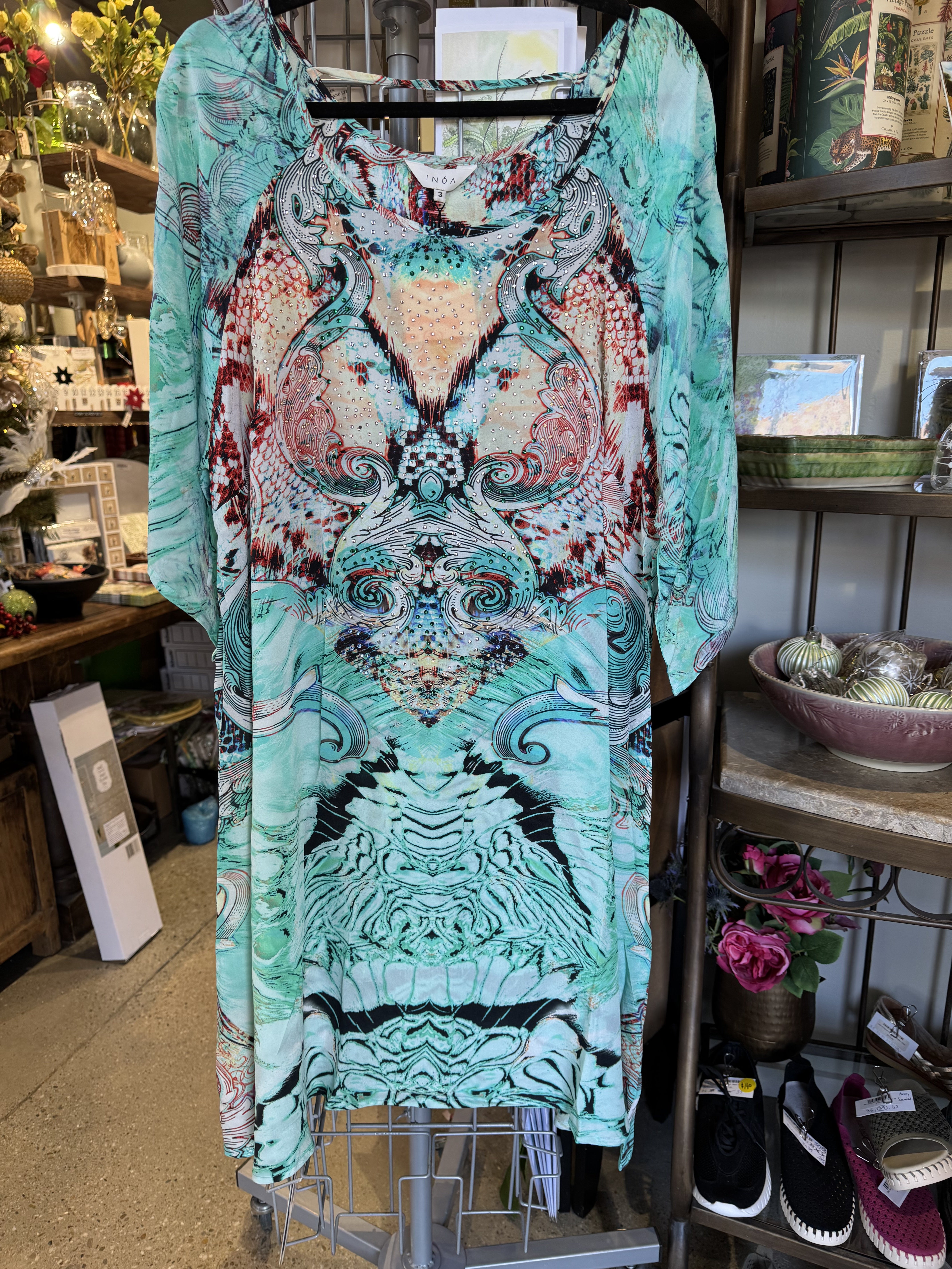 INOA Silk Gold Coast Collection Slit Sleeve Dress