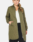 Ilse Jacobsen Knee Length Quilted Coat ART06 Army