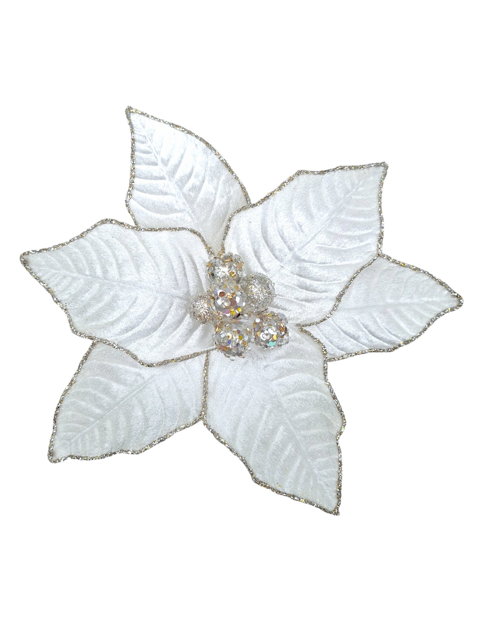 Alison's Acquisitions Christmas Jewelled Poinsettia - Cream - Large