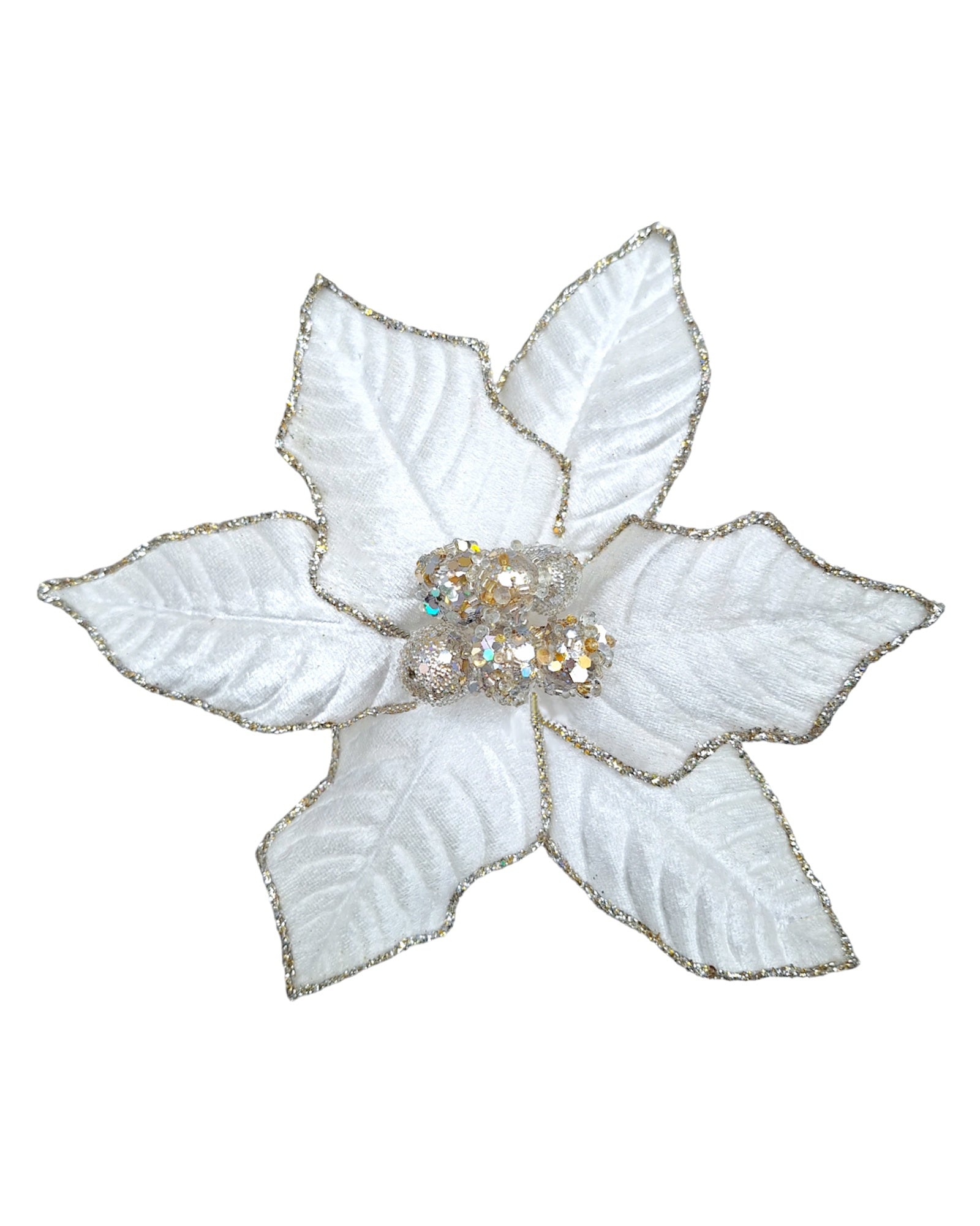 Alison's Acquisitions Christmas Jewelled Poinsettia - Cream - Medium