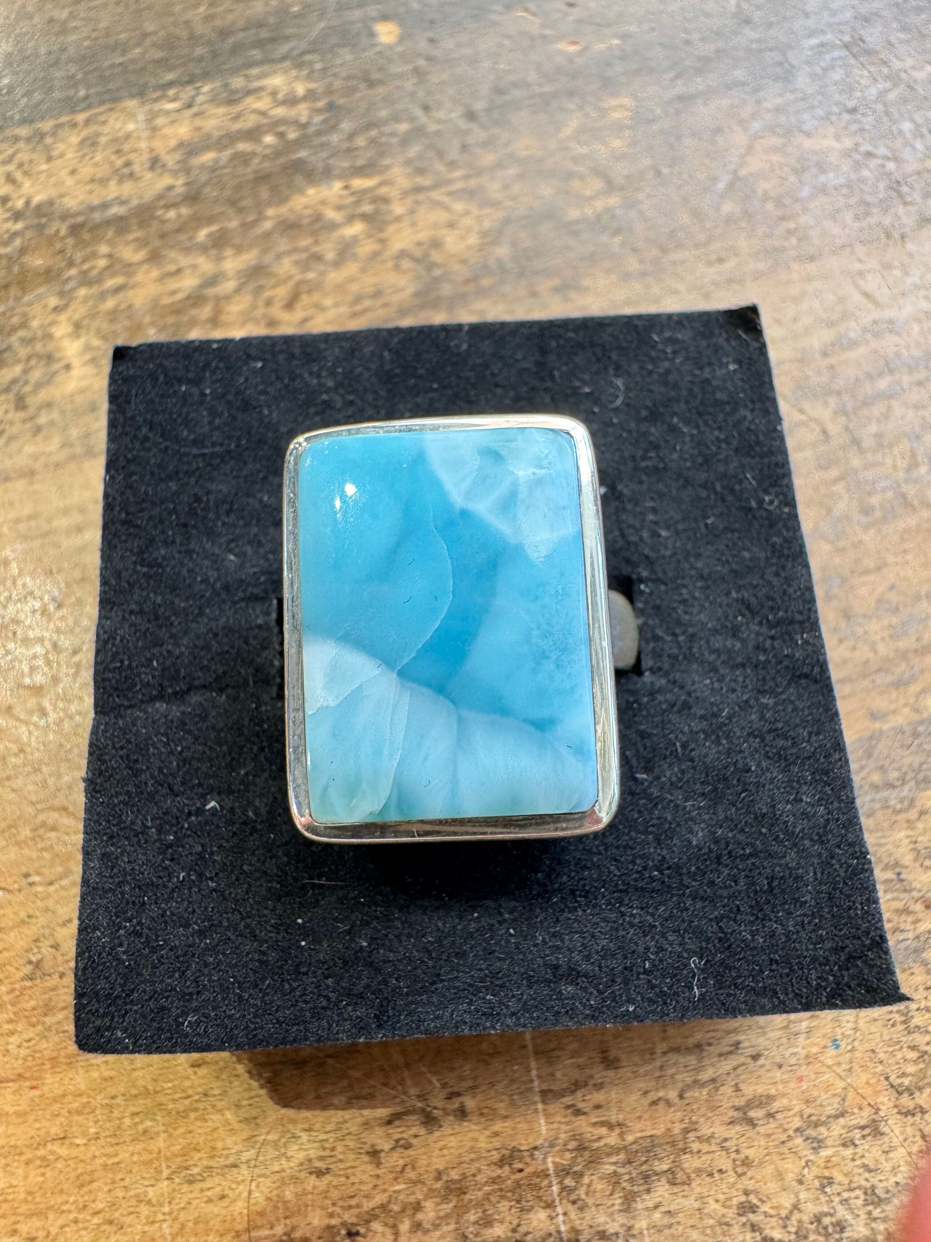Larimar & 925 Sterling Silver Ring - Sz 9