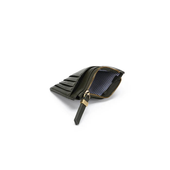 Black Caviar Ines Card Holder / Coin Purse - Dark Olive