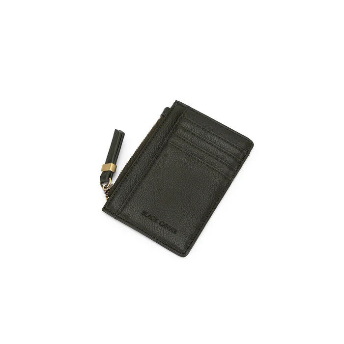 Black Caviar Ines Card Holder / Coin Purse - Dark Olive