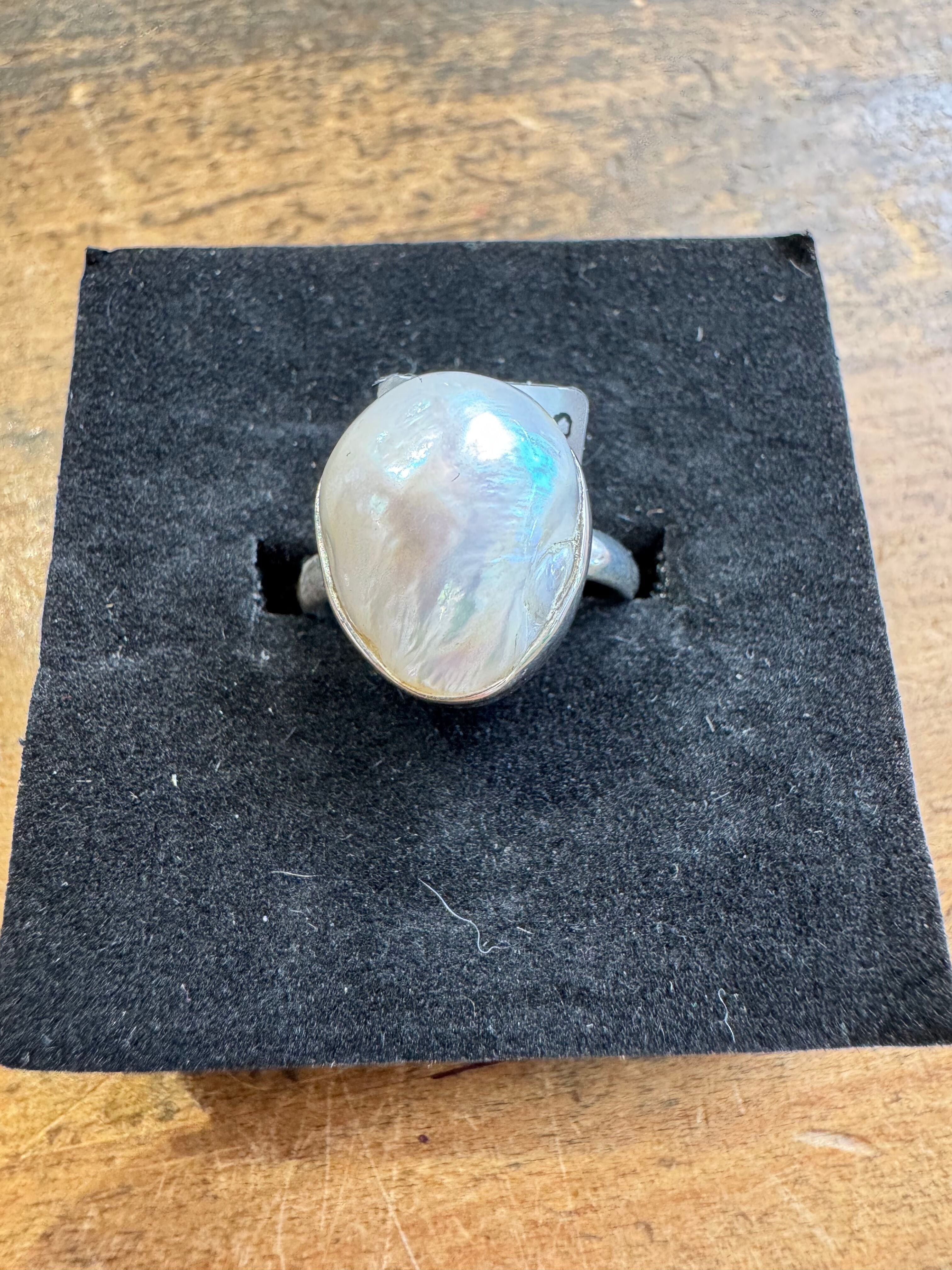 Keshi Pearl Ring set in 925 Sterling Silver
