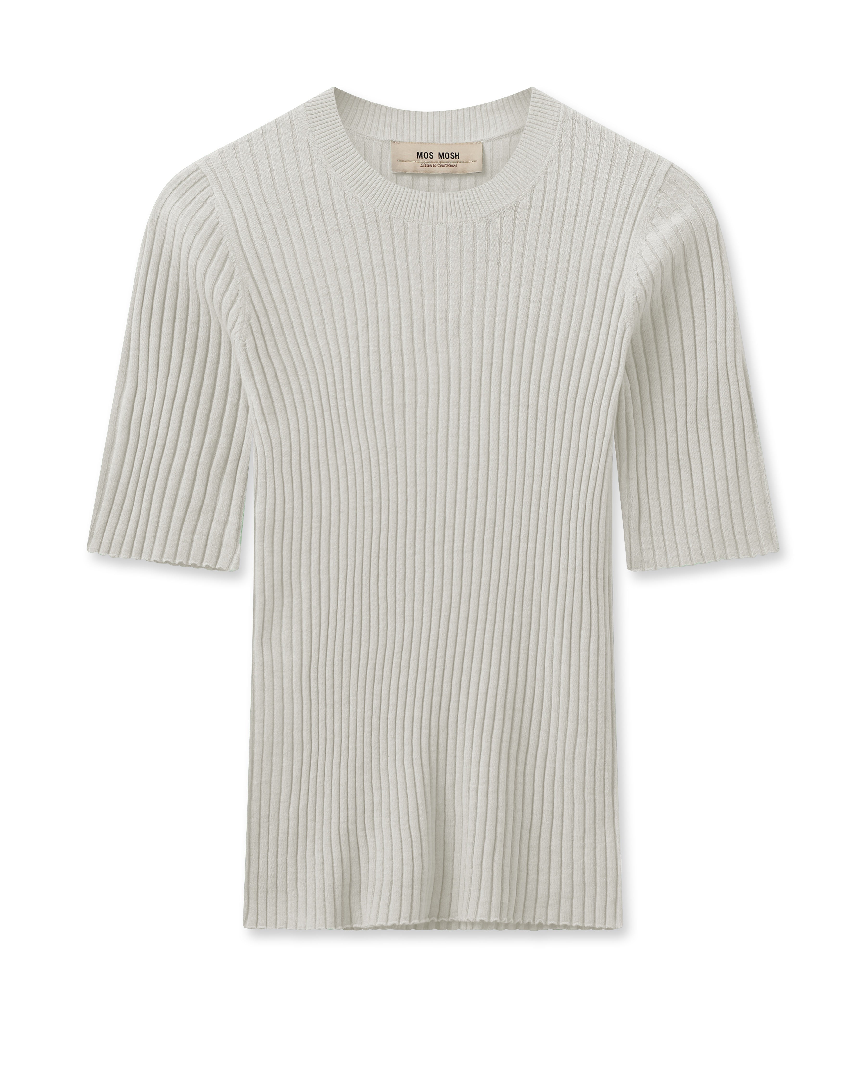 Mos Mosh Relena Rib SS Crew Neck Knit - Ecru