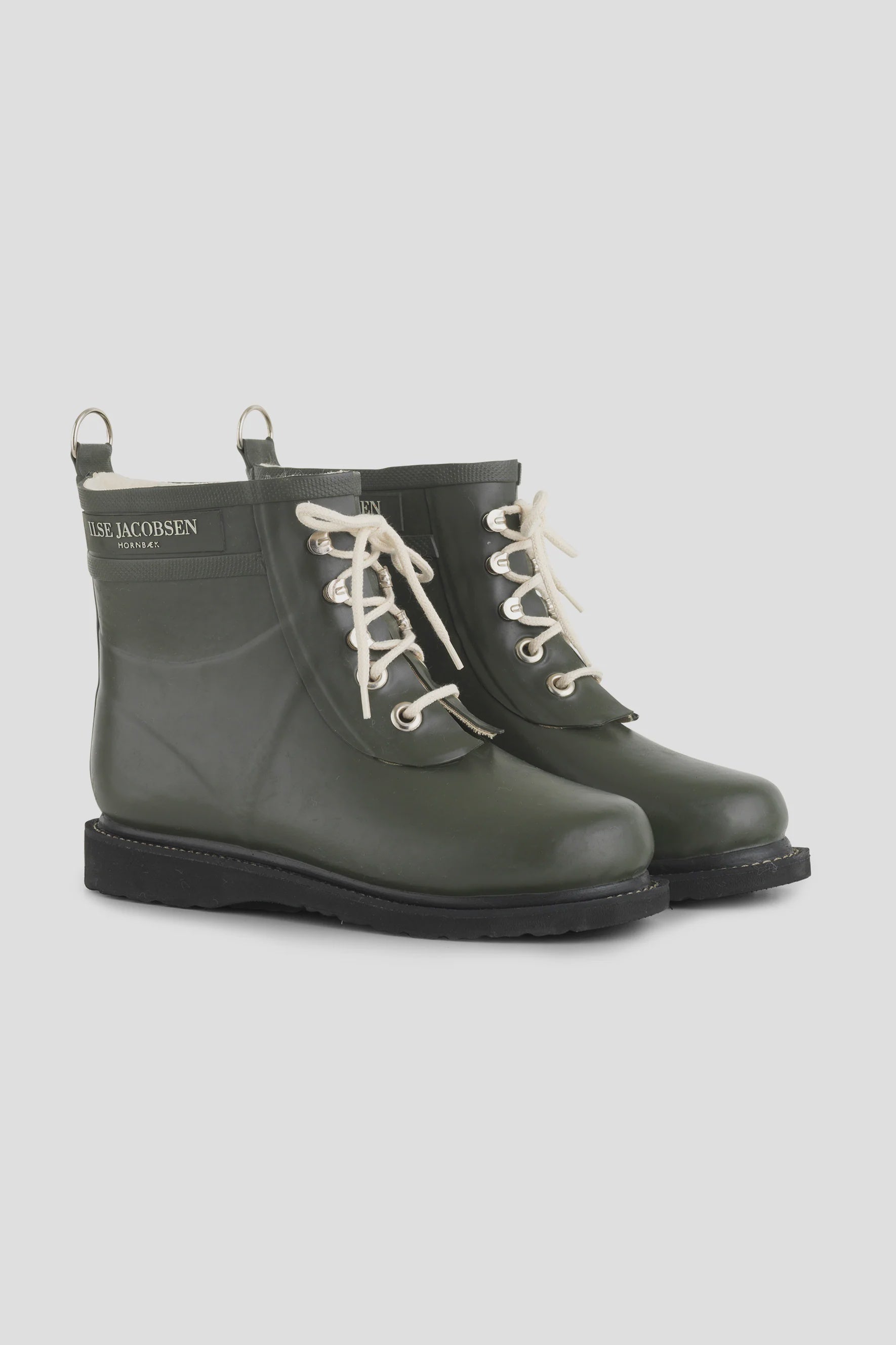 Ilse Jacobsen Short Lace up Rubber Boot - Army
