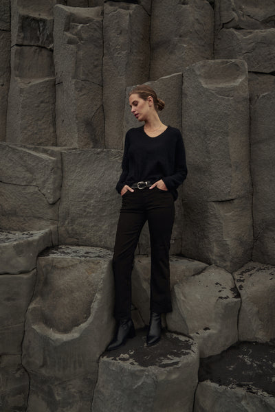 Mos Mosh Thora V-Neck Knit - Black