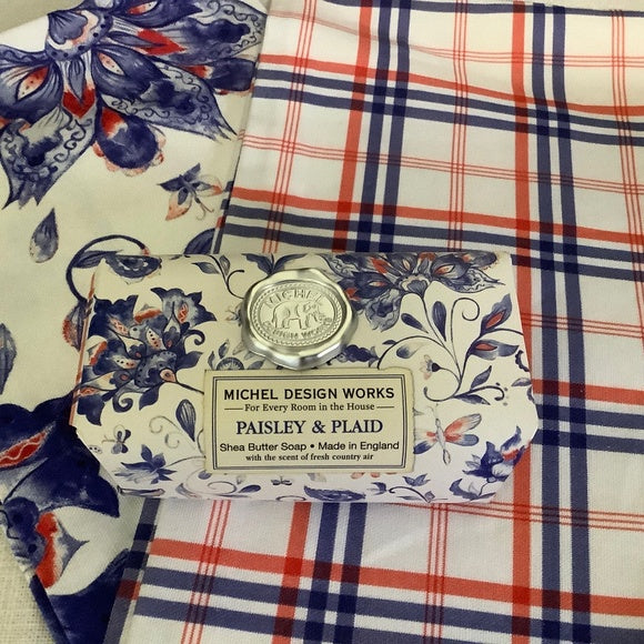 MICHEL DESIGN WORKS PAISLEY & PLAID TEA TOWEL SET OF 2