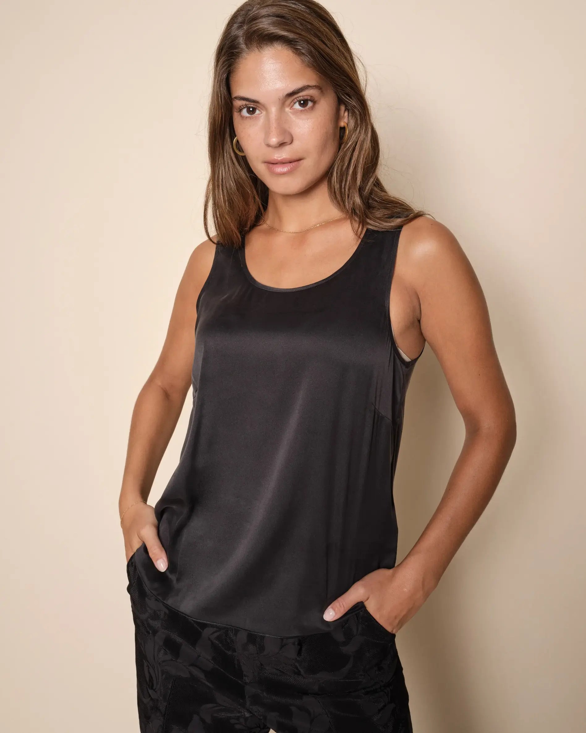 Mos Mosh Astrid Silk Tank Top - Black