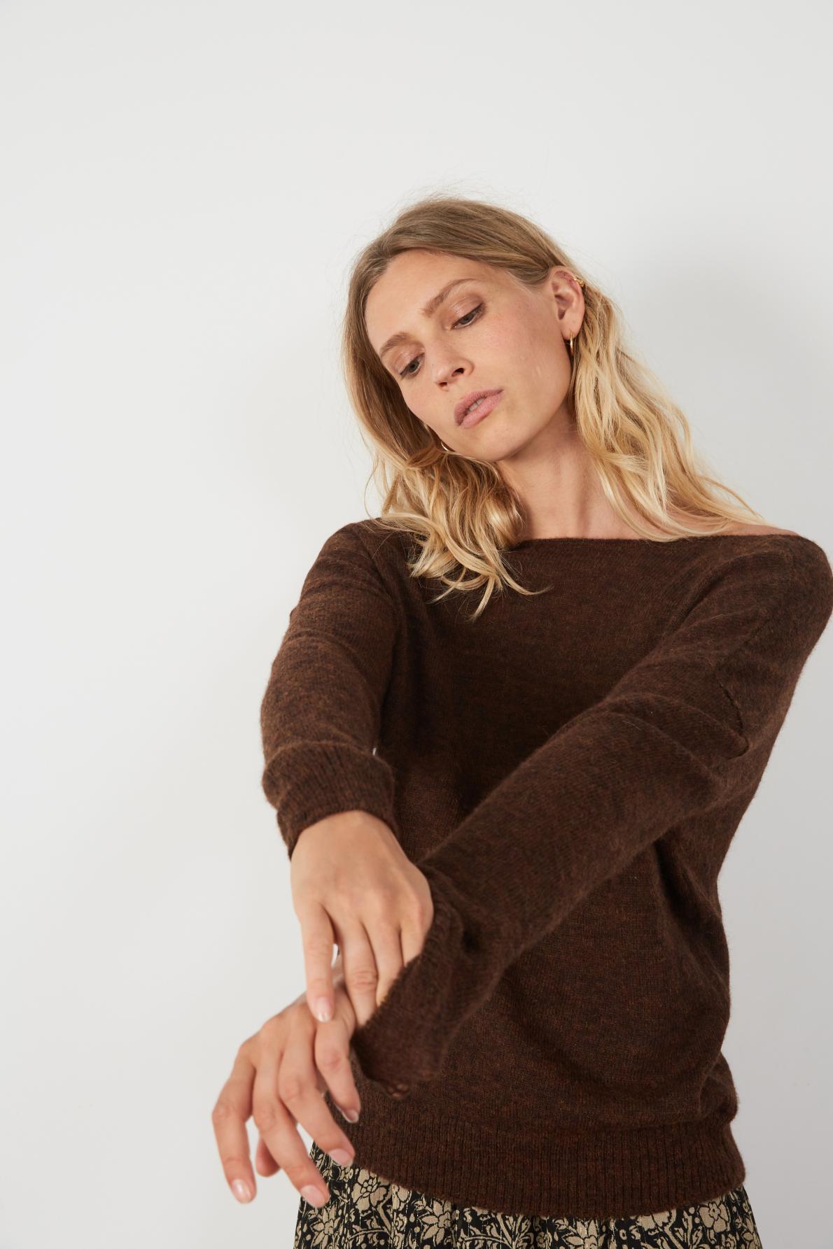 Leon & Harper Baby Alpaca/Merino Jumper - Brown