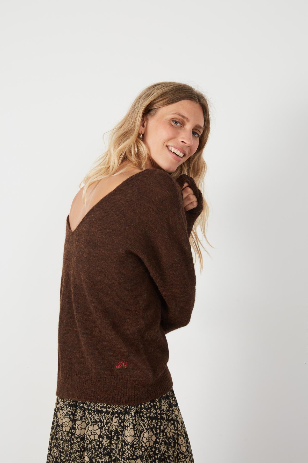 Leon & Harper Baby Alpaca/Merino Jumper - Brown