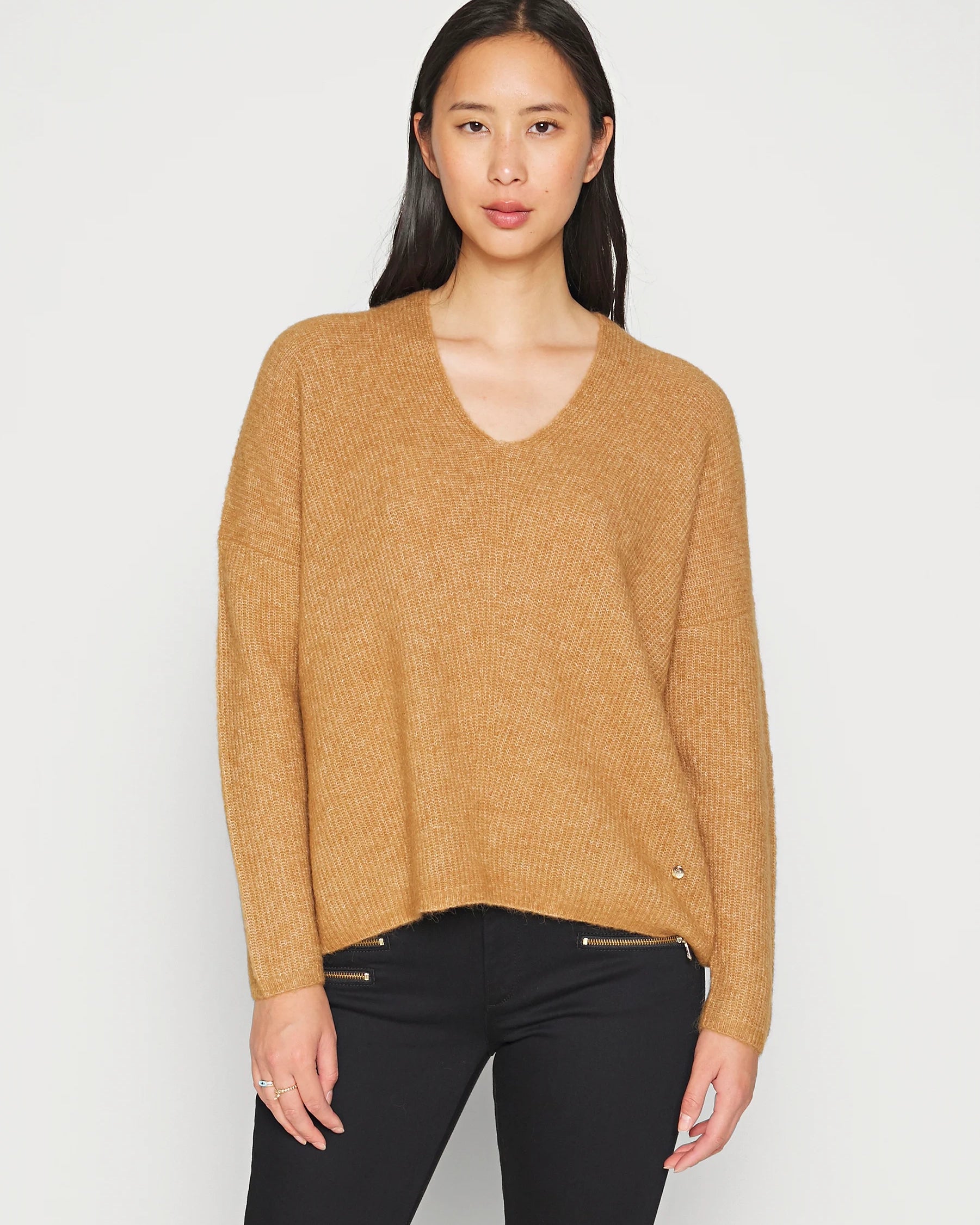 Mos Mosh Thora V-Neck Knit - Chipmunk