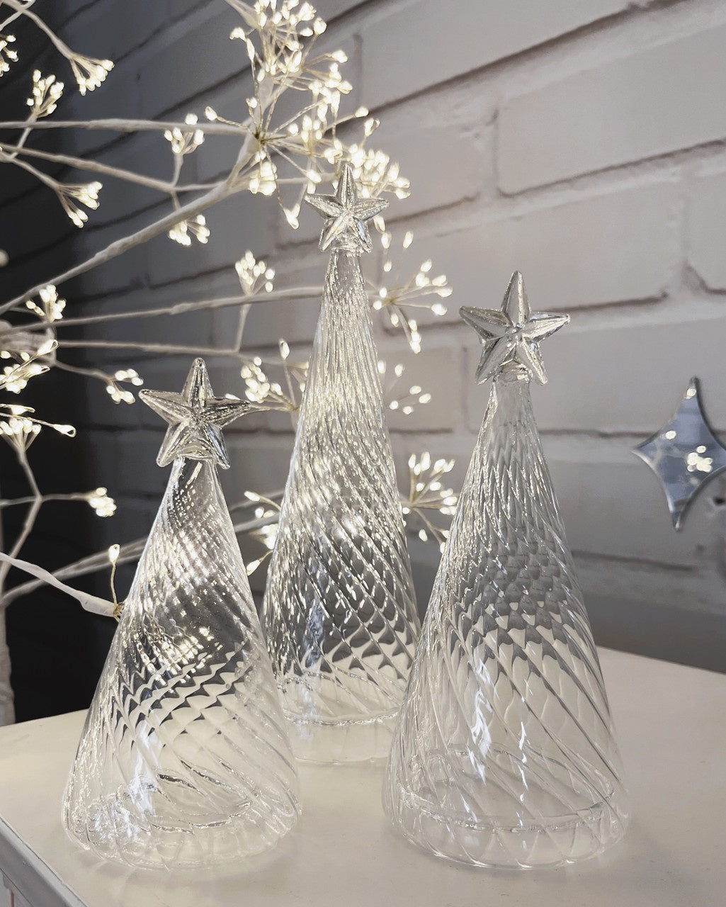 Stellar Haus Glass Wave Table Top Tree