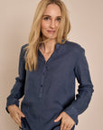 Mos Mosh Danna Linen Blouse Vintage Indigo