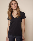 Mos Mosh Arden Organic V Neck Tee - Black
