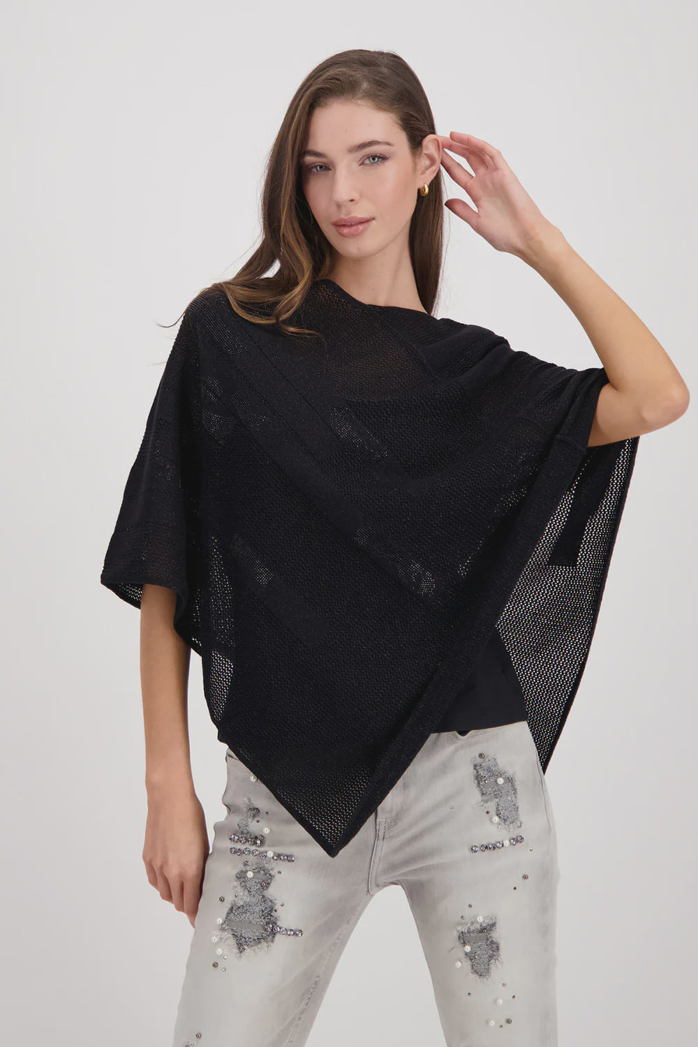 Monari Pullover Poncho Lurex M408075 - Black
