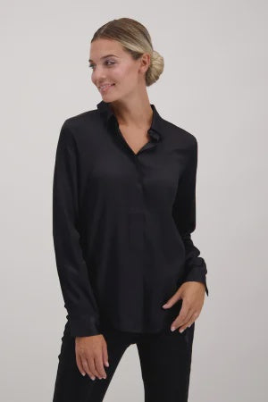 Monari Satin Blouse - Black