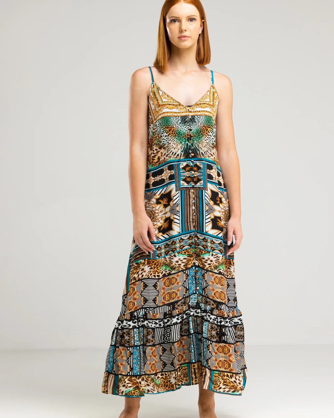 INOA Frill Strap Maxi Dress - Samsara