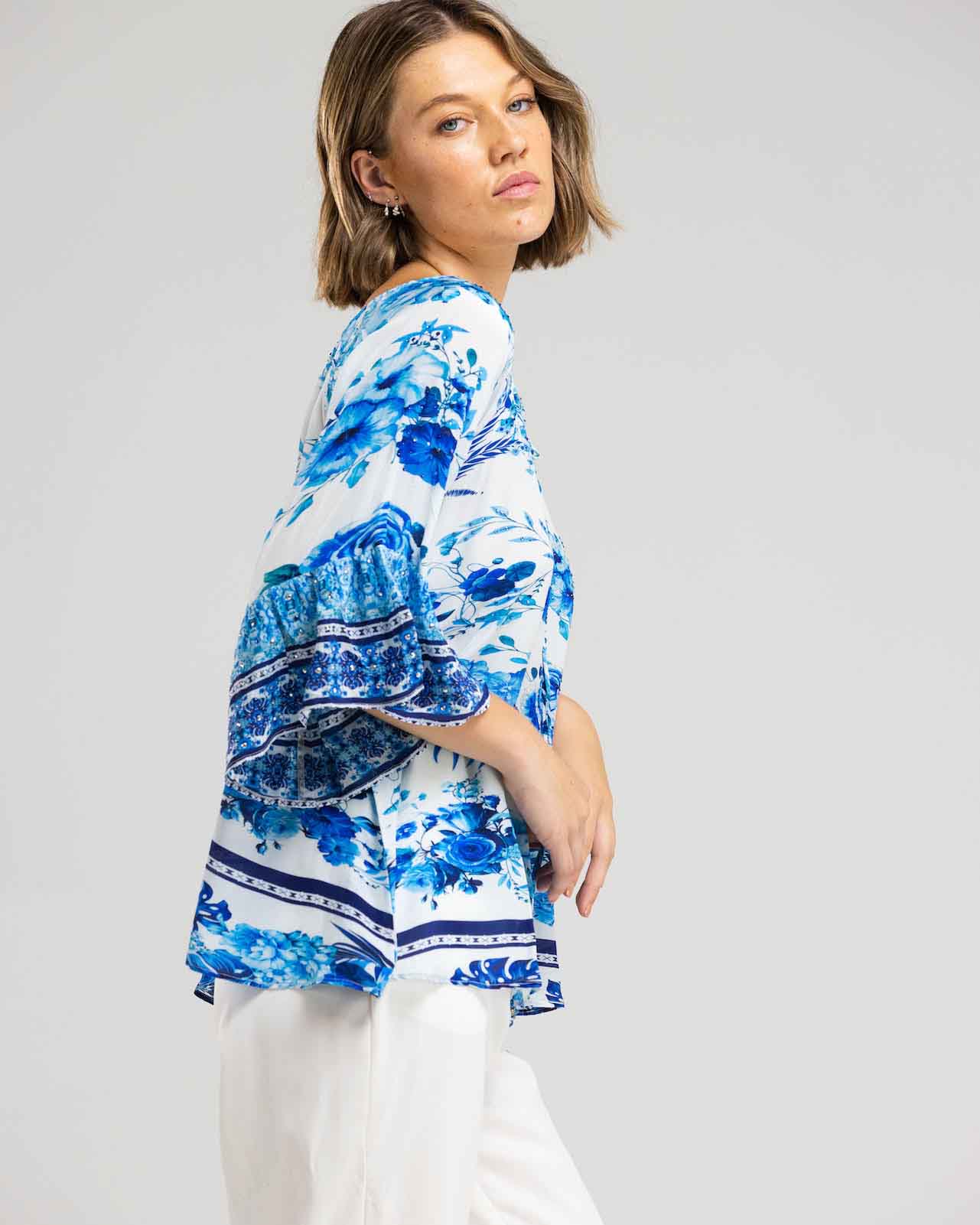 INOA Boho Top - Marseila Blue Florali