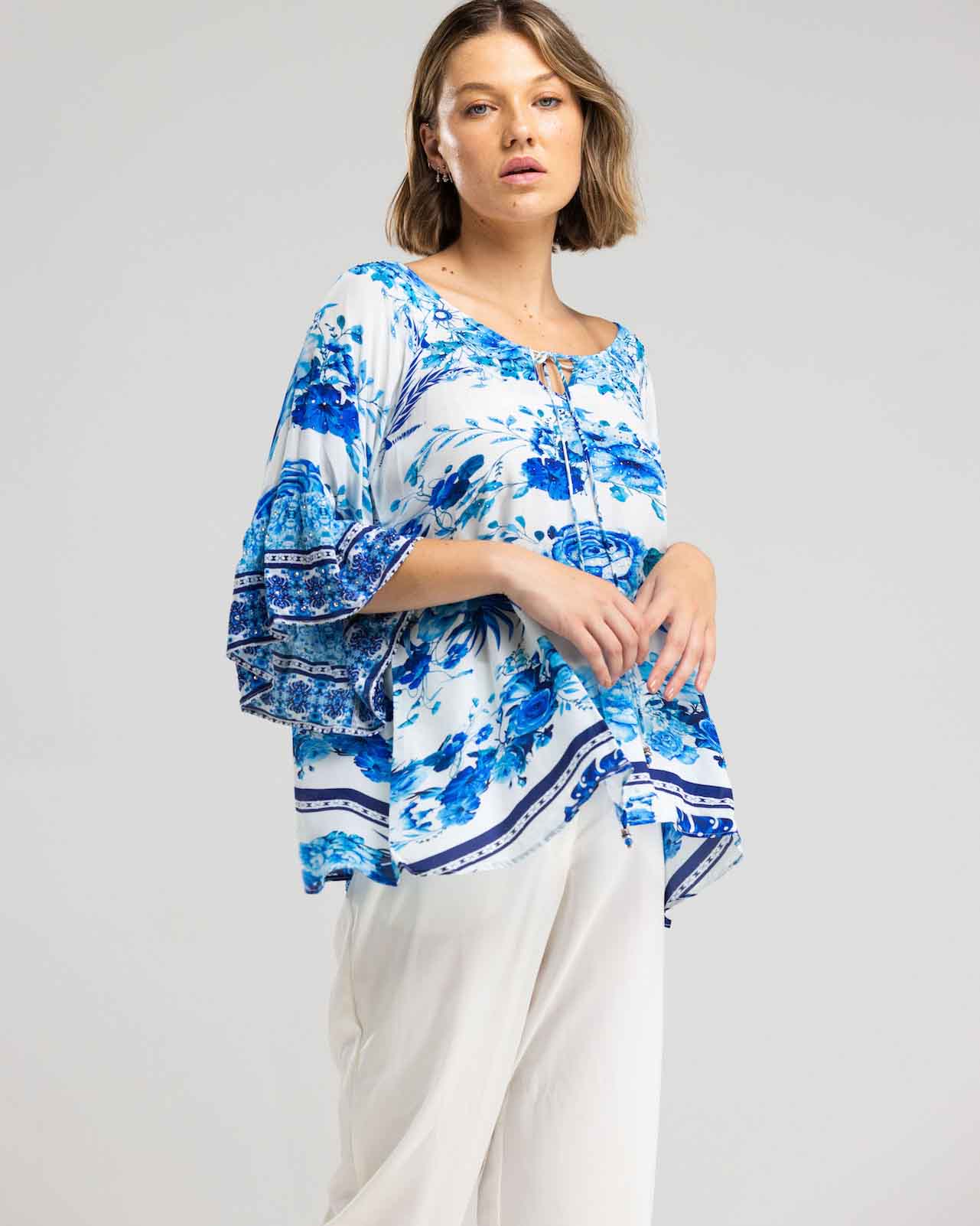 INOA Boho Top - Marseila Blue Florali
