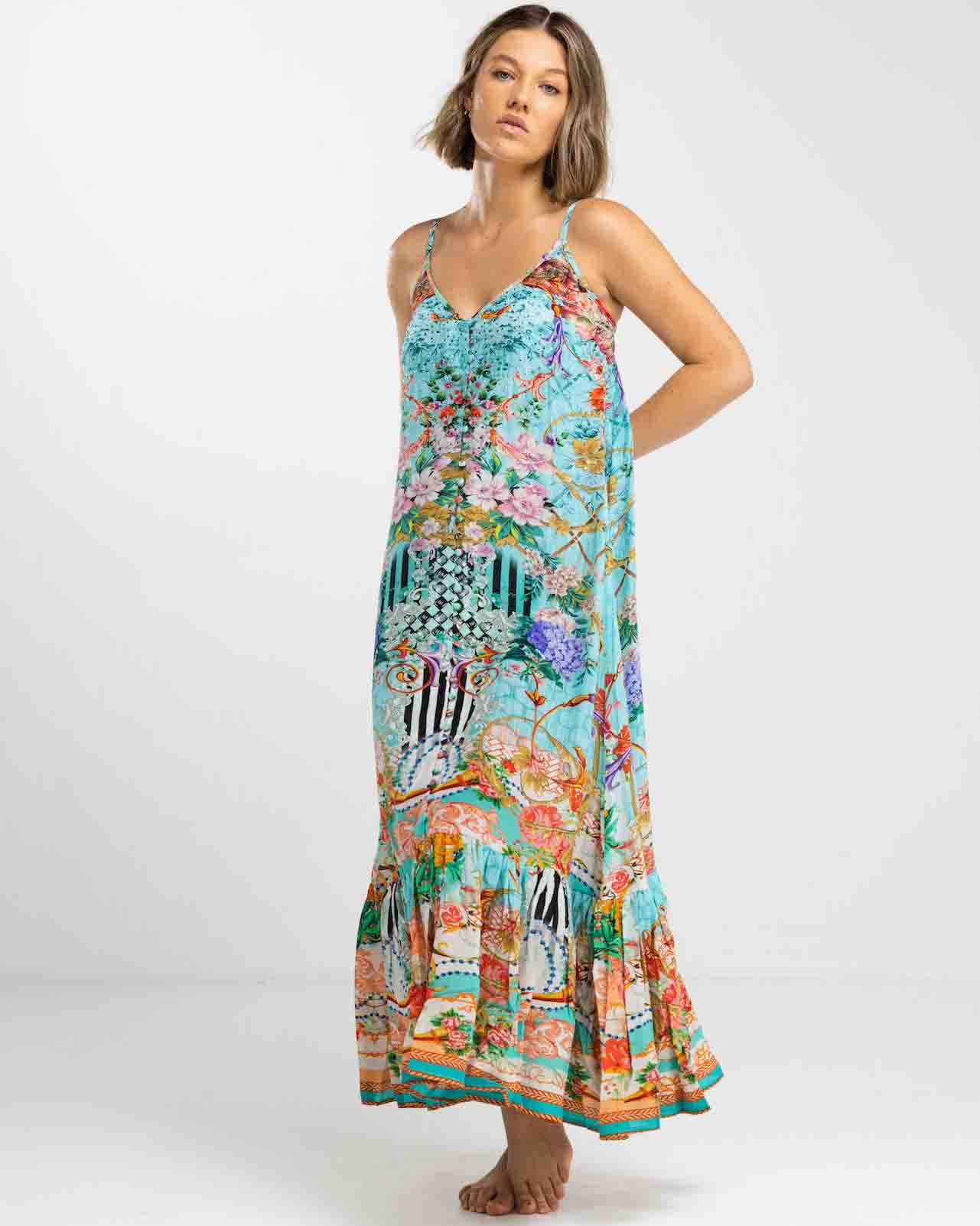 INOA Frill Strap Maxi Dress - Palermo