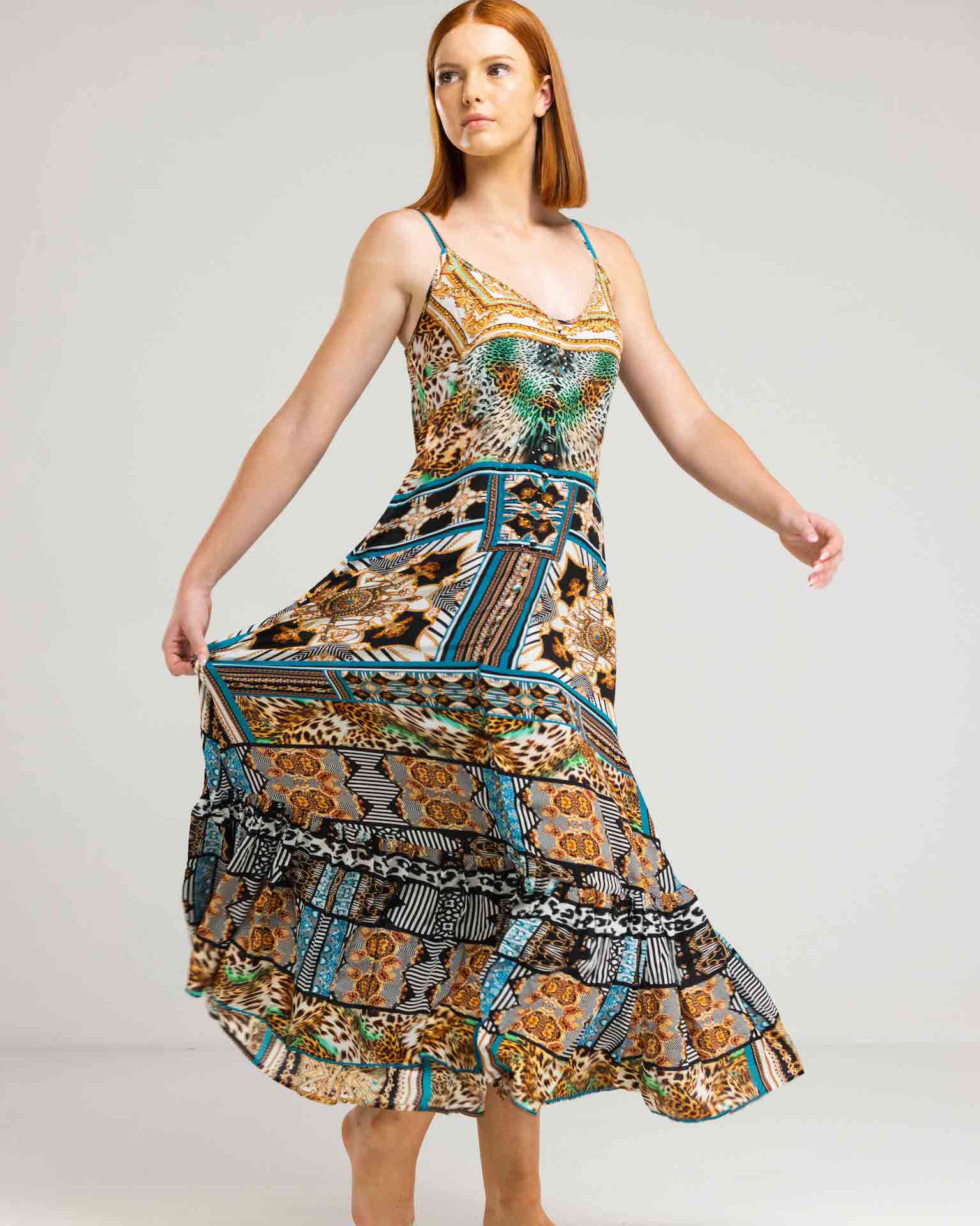 INOA Frill Strap Maxi Dress - Samsara