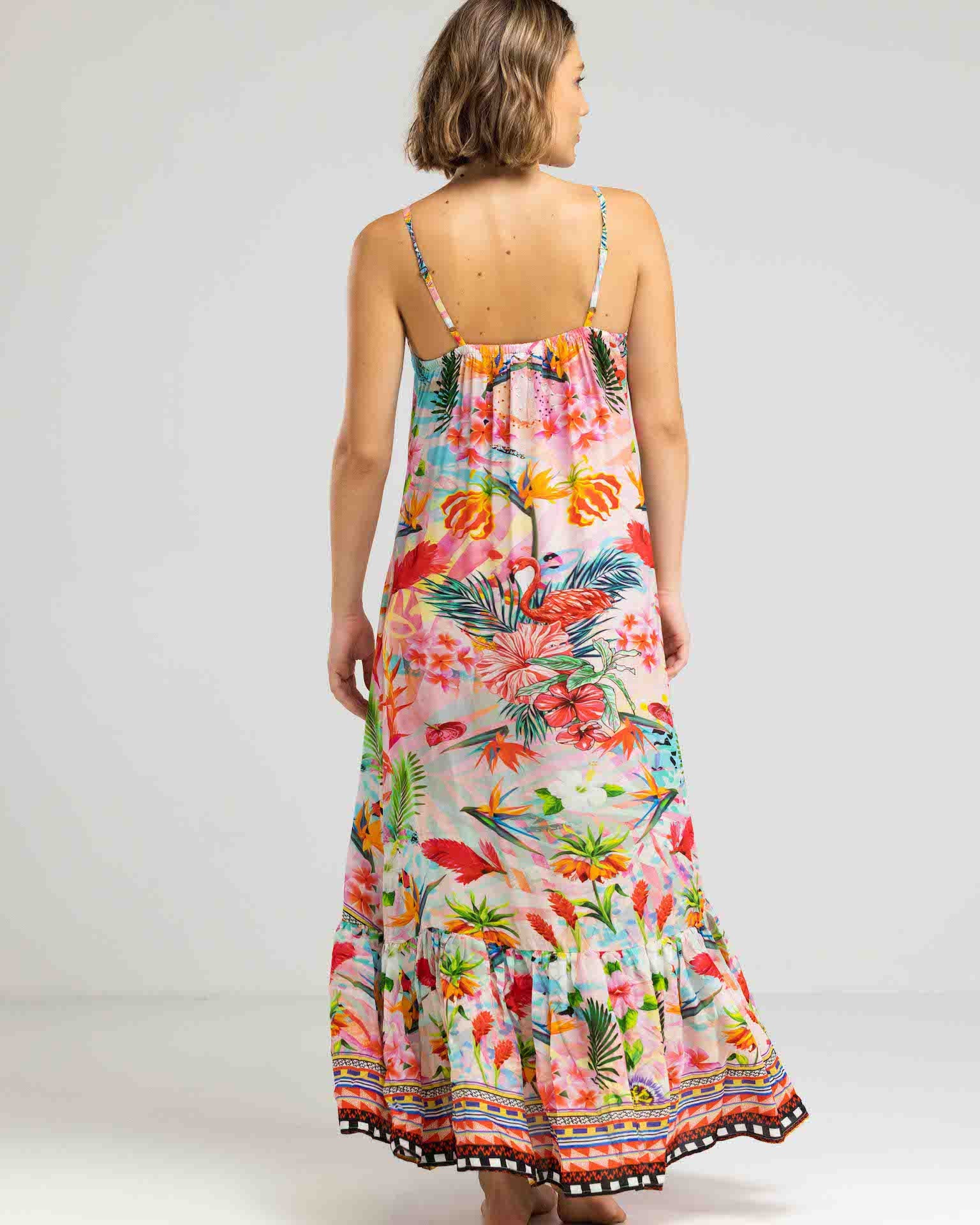 INOA Frill Strap Maxi Dress - Jardin de Paris