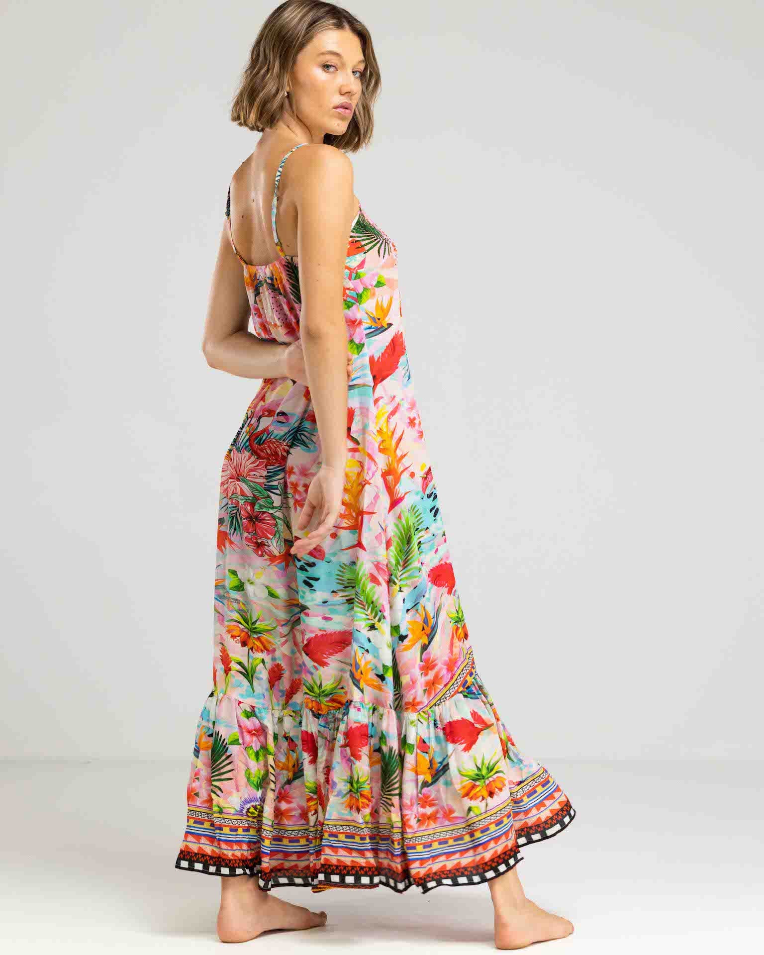INOA Frill Strap Maxi Dress - Jardin de Paris
