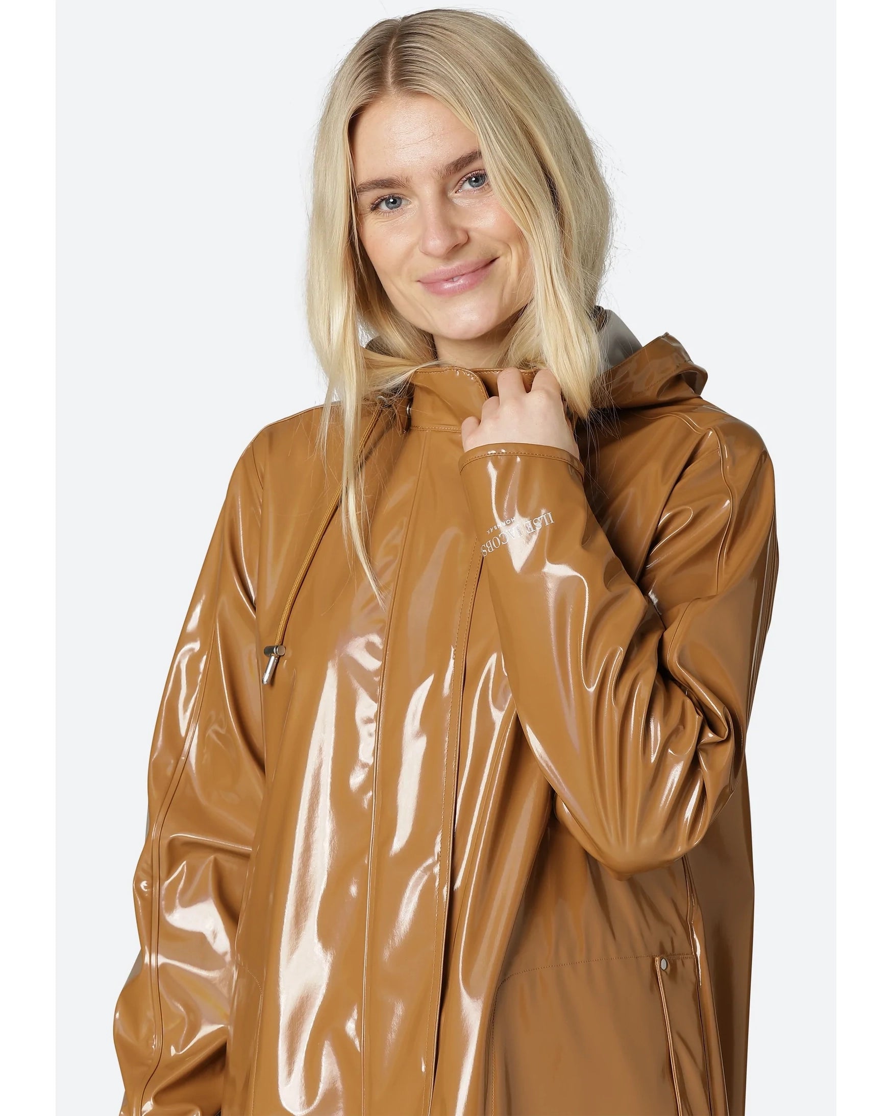 Ilse Jacobsen Rain71G Glossy A line Raincoat Cashew The