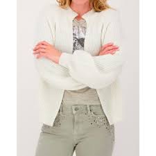 Monari Fishermans Rib Cardigan - Off White