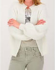 Monari Fishermans Rib Cardigan - Off White