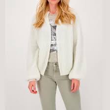 Monari Fishermans Rib Cardigan - Off White