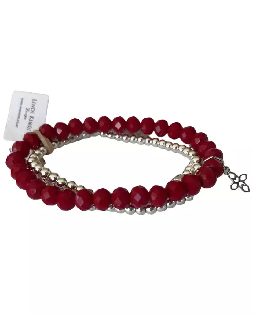 Lindi Kingi Beaded Bracelet Set - The Colour of Love with Charm - Limited Edition