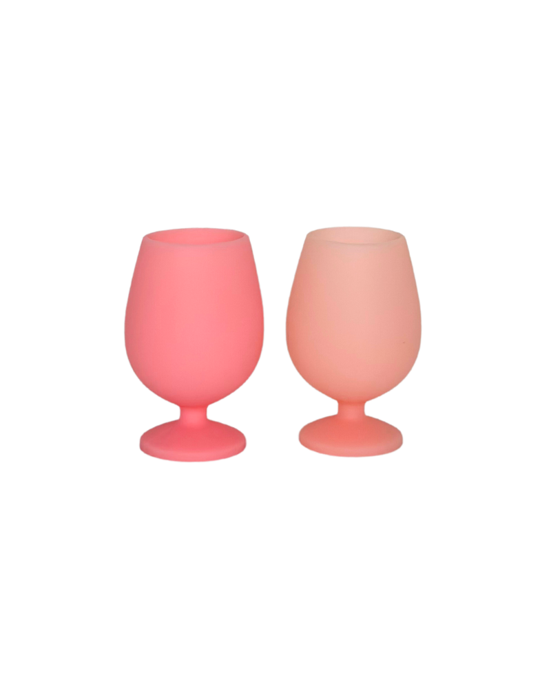 Porter Green Stemm Silicone Wine Glasses - Flamingo & Lotus