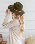 Free Spirit Panama Wool Hat Tan Band -Khaki